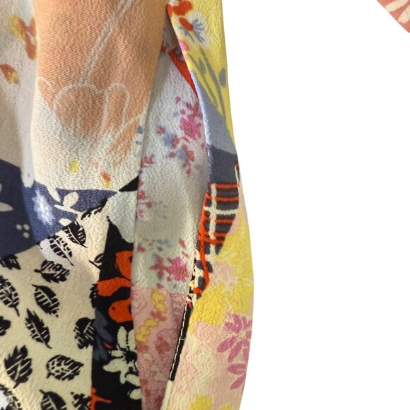 Gap Womens Patchwork Kimono Jacket S/M Open Front Long Sleeves 100% Rayon Multic - Picture 6 of 9